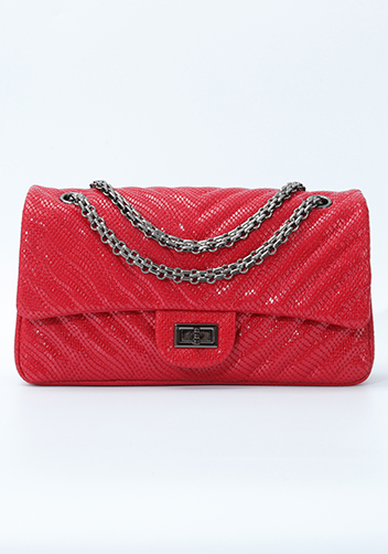 Adele Medium Flap Bag V Shape Sesame Red