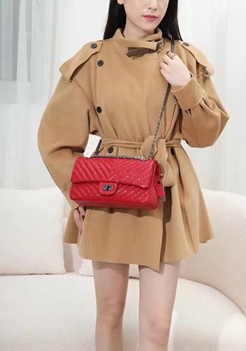 Adele Medium Flap Bag V Shape Sesame Red