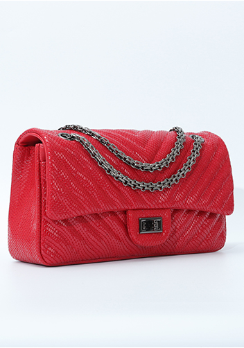 Adele Medium Flap Bag V Shape Sesame Red