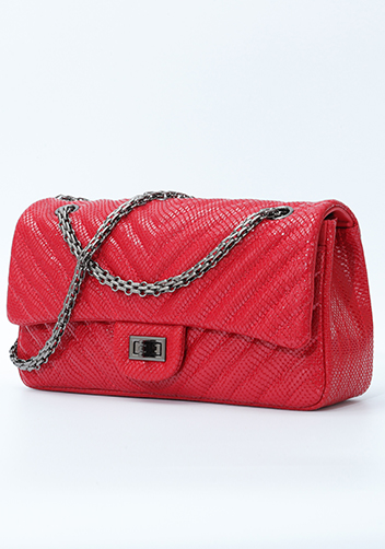Adele Medium Flap Bag V Shape Sesame Red