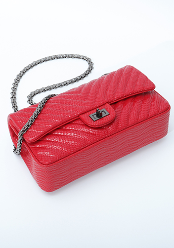Adele Medium Flap Bag V Shape Sesame Red