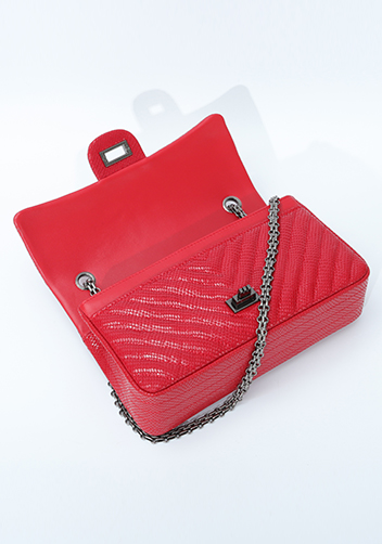 Adele Medium Flap Bag V Shape Sesame Red