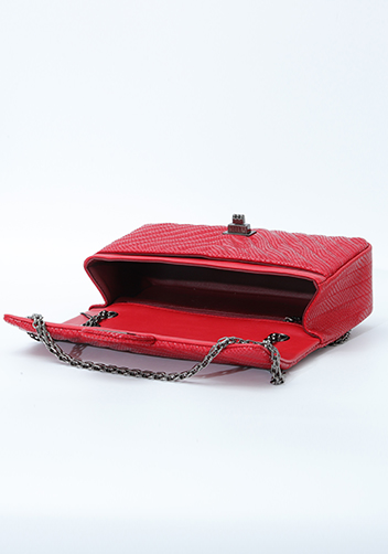 Adele Medium Flap Bag V Shape Sesame Red