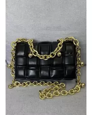 Mia Leather Balls Chain Medium Shoulder Bag Black
