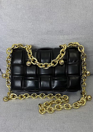 Mia Leather Balls Chain Medium Shoulder Bag Black