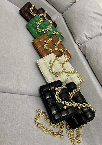 Mia Leather Balls Chain Medium Shoulder Bag Black