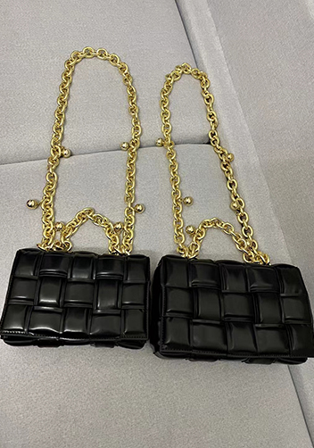 Mia Leather Balls Chain Medium Shoulder Bag Black