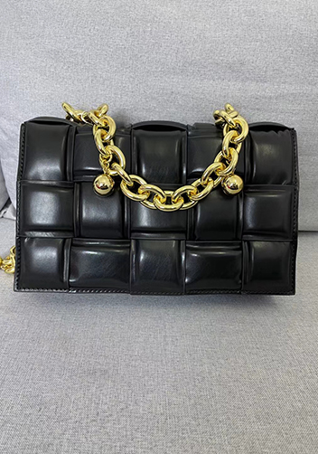 Mia Leather Balls Chain Medium Shoulder Bag Black