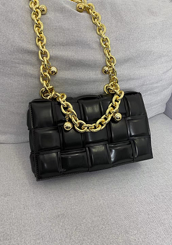 Mia Leather Balls Chain Medium Shoulder Bag Black