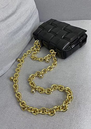 Mia Leather Balls Chain Medium Shoulder Bag Black