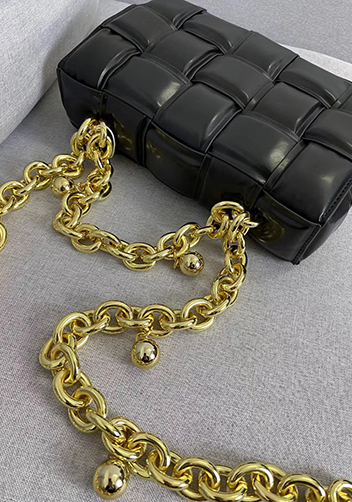 Mia Leather Balls Chain Medium Shoulder Bag Black