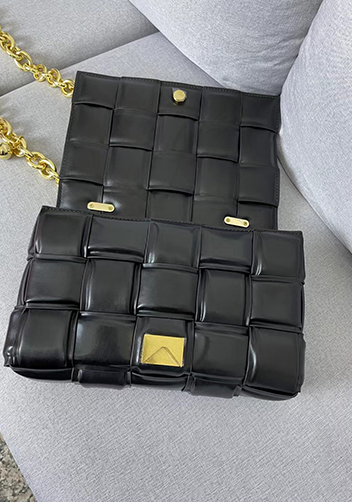 Mia Leather Balls Chain Medium Shoulder Bag Black