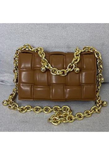 Mia Leather Balls Chain Medium Shoulder Bag Camel