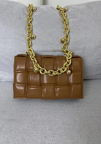 Mia Leather Balls Chain Medium Shoulder Bag Camel