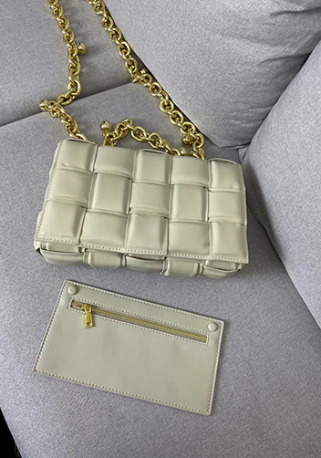 Mia Leather Balls Chain Medium Shoulder Bag Cream