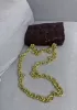 Mia Leather Balls Chain Medium Shoulder Bag Choco