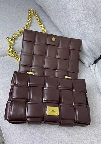 Mia Leather Balls Chain Medium Shoulder Bag Choco