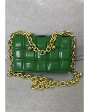 Mia Leather Balls Chain Medium Shoulder Bag Green