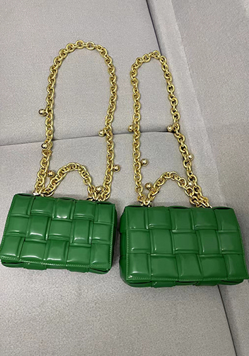 Mia Leather Balls Chain Medium Shoulder Bag Green