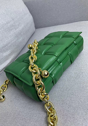 Mia Leather Balls Chain Medium Shoulder Bag Green