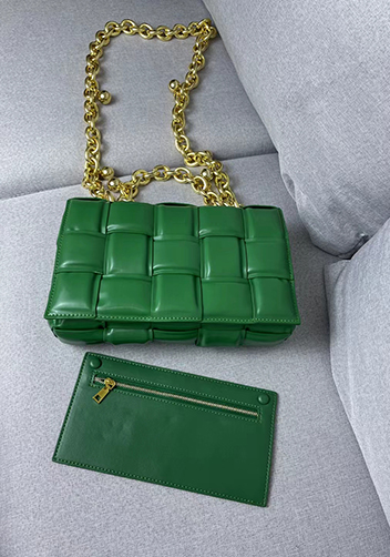 Mia Leather Balls Chain Medium Shoulder Bag Green