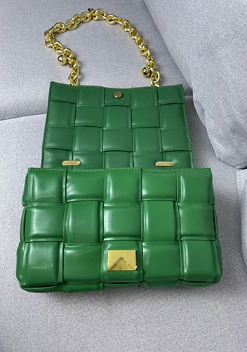 Mia Leather Balls Chain Medium Shoulder Bag Green