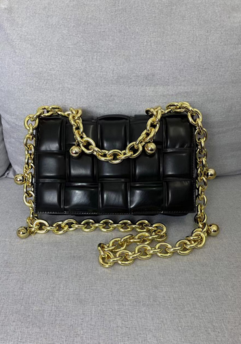 Mia Leather Balls Chain Small Shoulder Bag Black