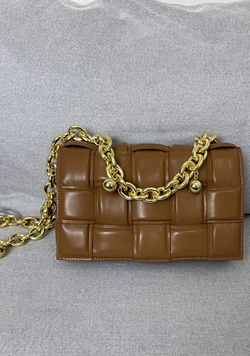 Mia Leather Balls Chain Small Shoulder Bag Camel