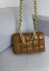 Mia Leather Balls Chain Small Shoulder Bag Camel
