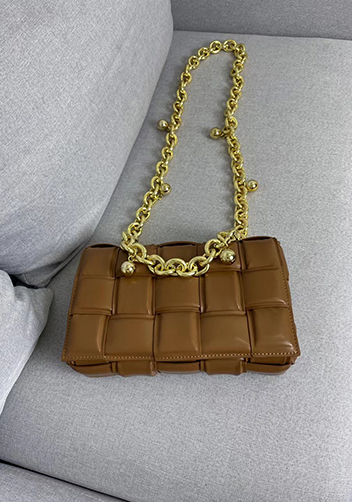 Mia Leather Balls Chain Small Shoulder Bag Camel