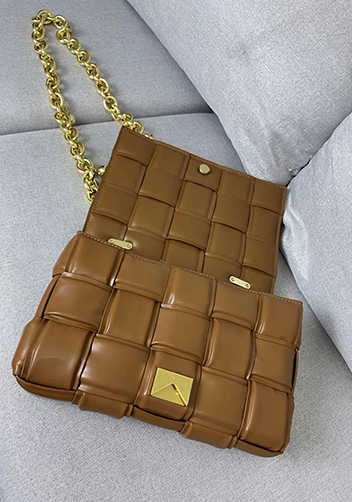 Mia Leather Balls Chain Small Shoulder Bag Camel