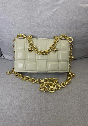 Mia Leather Balls Chain Small Shoulder Bag Cream