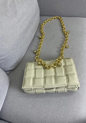 Mia Leather Balls Chain Small Shoulder Bag Cream