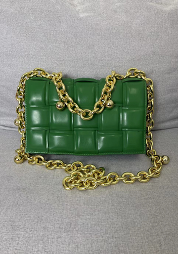 Mia Leather Balls Chain Small Shoulder Bag Green