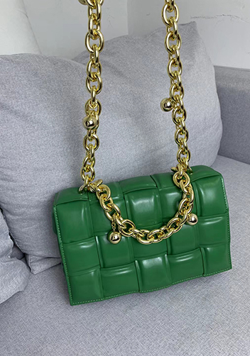 Mia Leather Balls Chain Small Shoulder Bag Green