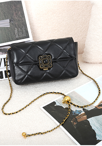 Adele Gemstone Flap Bag Black