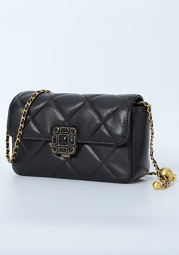 Adele Gemstone Flap Bag Black