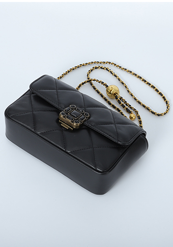 Adele Gemstone Flap Bag Black