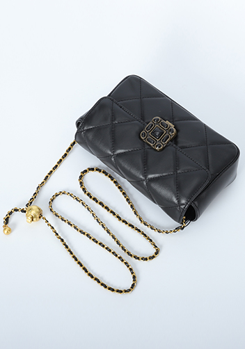 Adele Gemstone Flap Bag Black