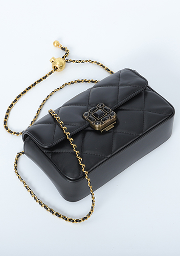 Adele Gemstone Flap Bag Black