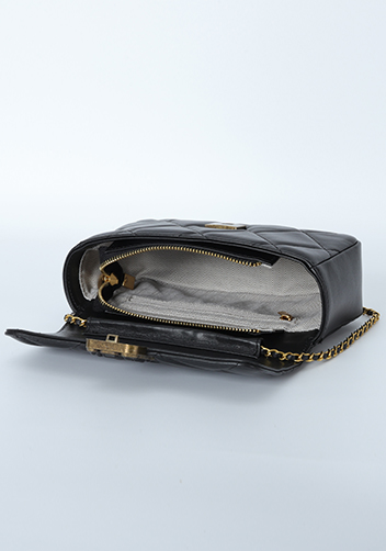 Adele Gemstone Flap Bag Black