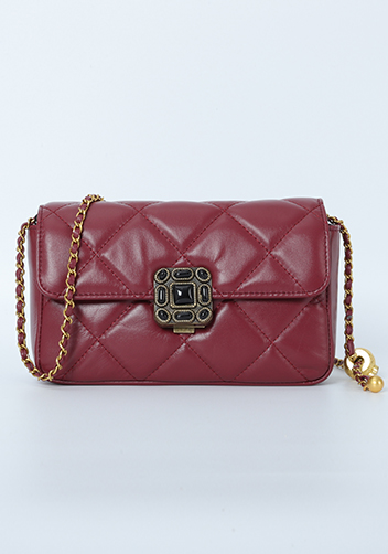 Adele Gemstone Flap Bag Burgundy