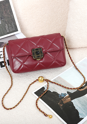 Adele Gemstone Flap Bag Burgundy