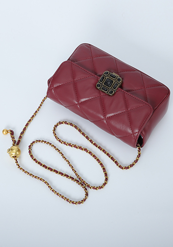 Adele Gemstone Flap Bag Burgundy
