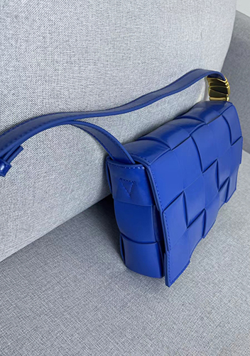 Mia Square Brushed Leather Hardware Shoulder Bag Cobalt