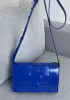 Mia Square Brushed Leather Hardware Shoulder Bag Cobalt