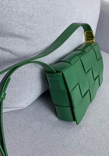Mia Square Brushed Leather Hardware Shoulder Bag Green Parakeet