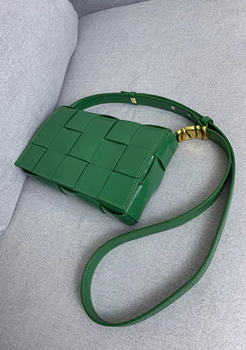 Mia Square Brushed Leather Hardware Shoulder Bag Green Parakeet