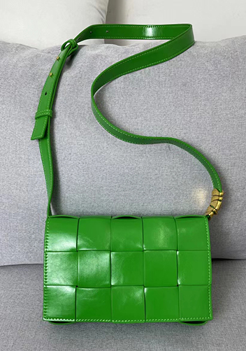 Mia Square Brushed Leather Hardware Shoulder Bag Racing Green