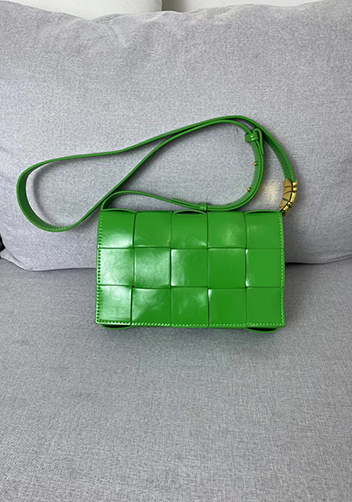 Mia Square Brushed Leather Hardware Shoulder Bag Racing Green